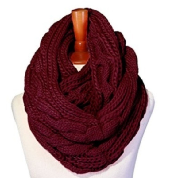 C.C. Boutique Accessories - NWT Deep Red Cable Knit Infinity Scarf